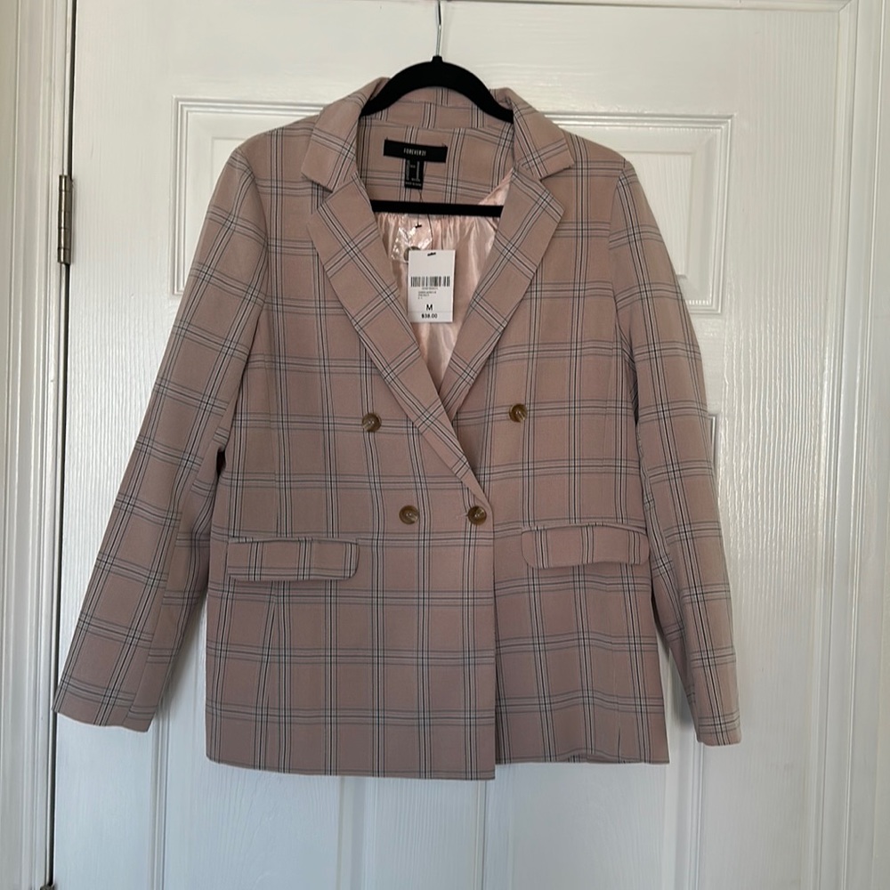 Forever 21 - Oversized Pink Plaid Blazer